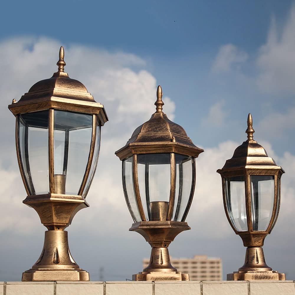 European Outdoor Lamp for Pole Cap E27 with Transparent Glass Shade Lawn Lamp, Floor Lamp, High Voltage Wired Lantern Column Lamp,