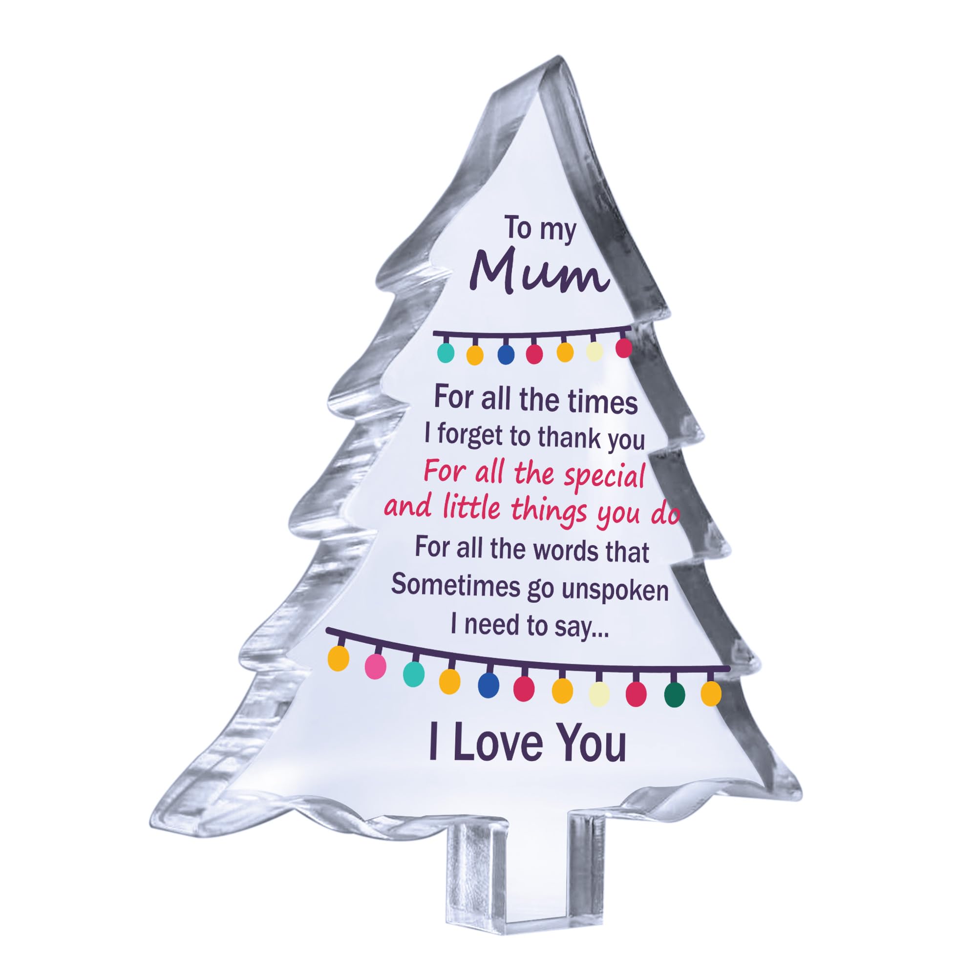 RED OCEAN Mum Gifts Acrylic Plaque Mum Gifts Christmas From Daughter Son I Love You Gift For Mum Gifts For Her Gift Idea For Christmas, Present For Mum Thank You Keepsake
