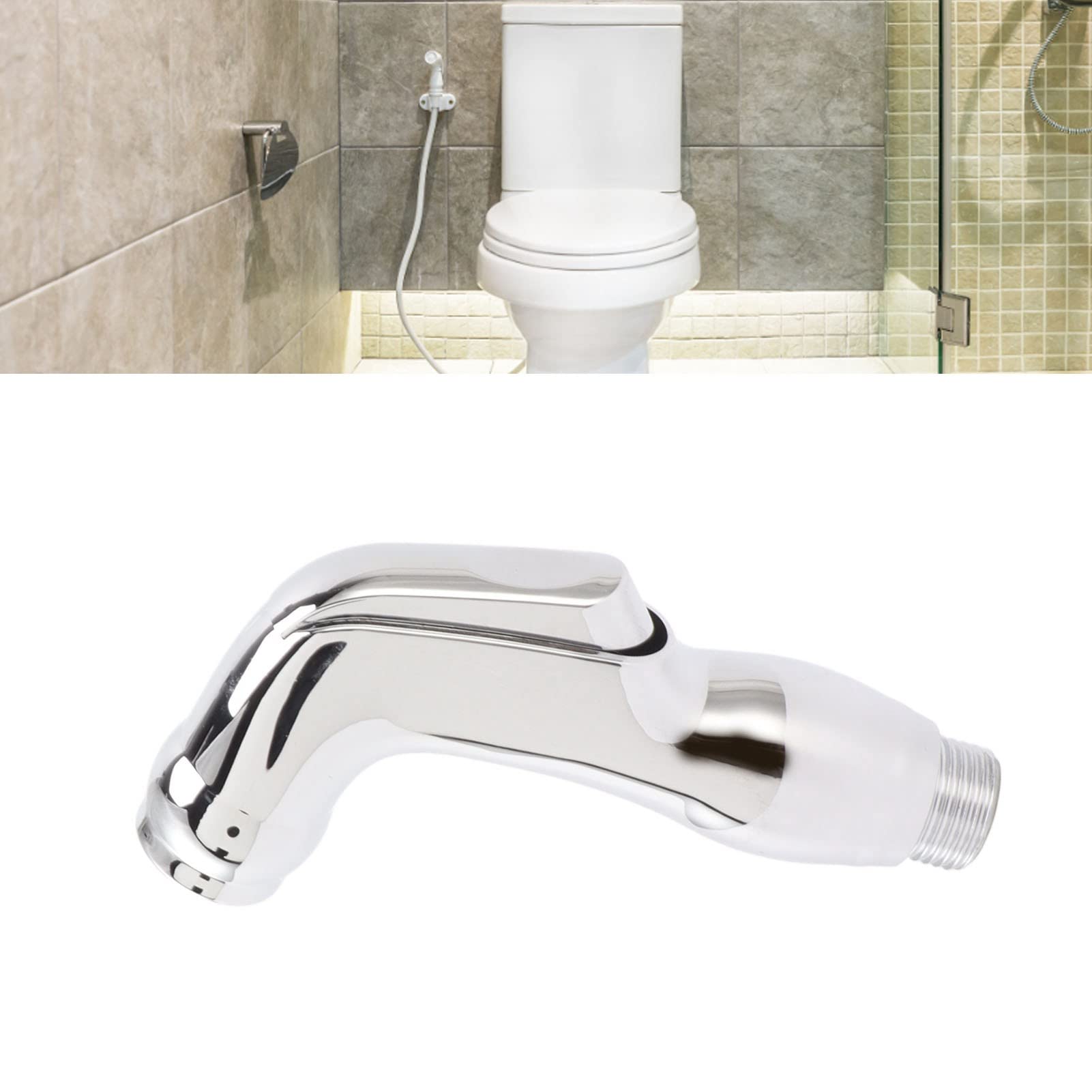 VINGVO Bidet Sprayer Handheld Bidet Sprayer ABS Material Chrome Finish Silver Modern Style Water Saving Nozzle Bath — view 2