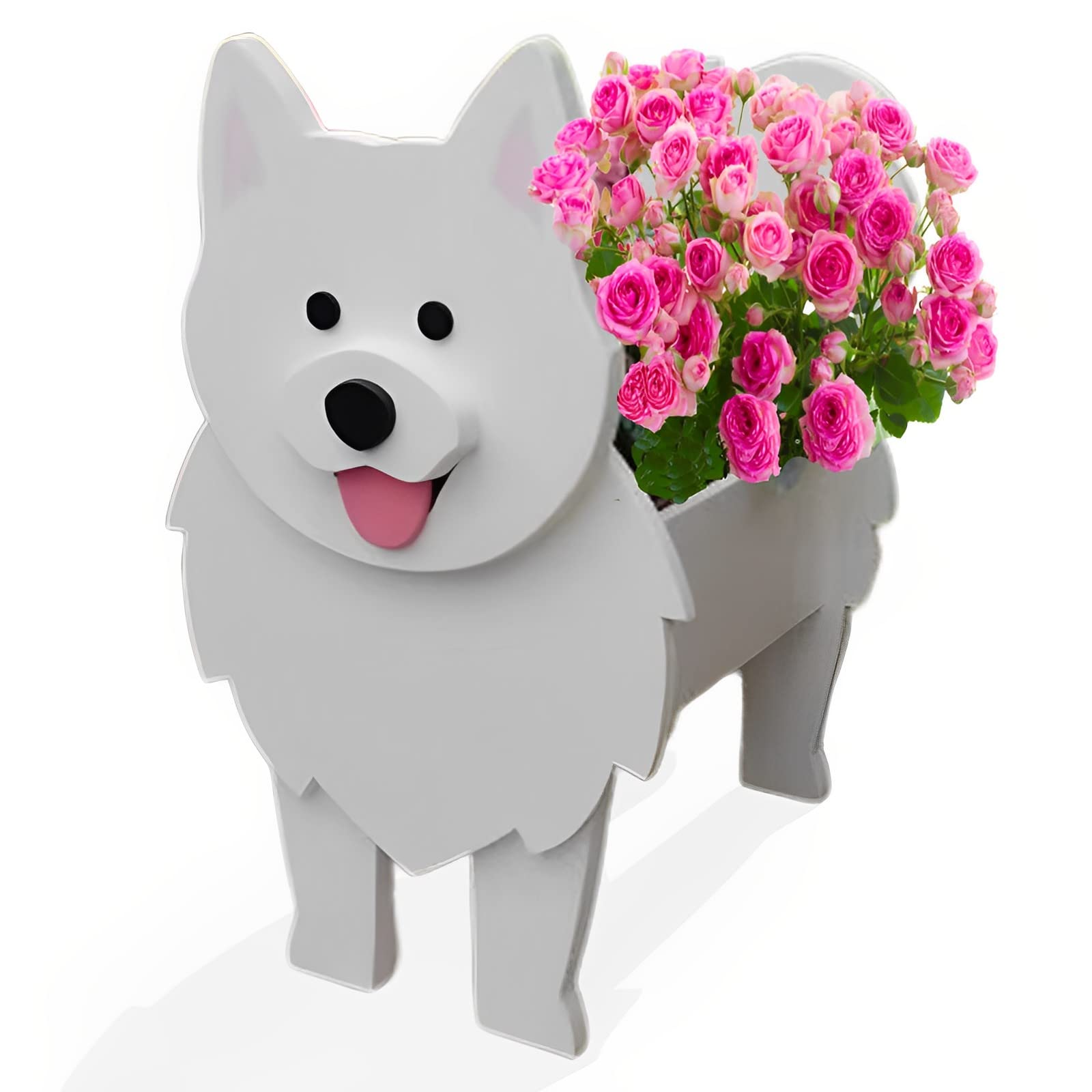 Samoan Dog Planter - Cute PVC Herb Garden Flower Pot, Indoor/Outdoor, 9.45 x 6.81 x 12.99in for Pet Lovers โ image 1