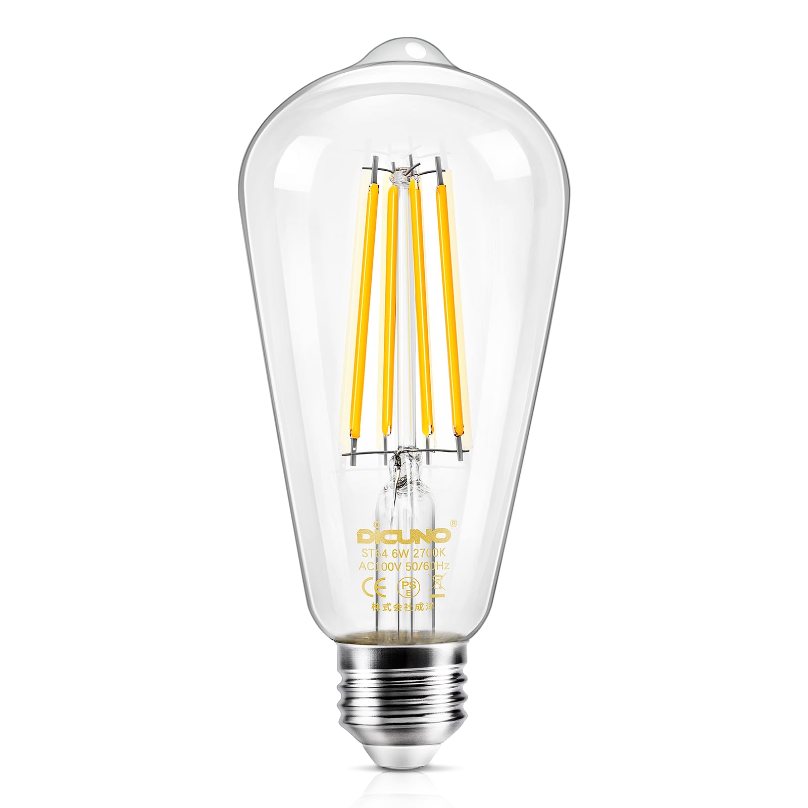 DiCUNO LED電球 E26口金 60W形相当 6W 電球色 エジソン電球…