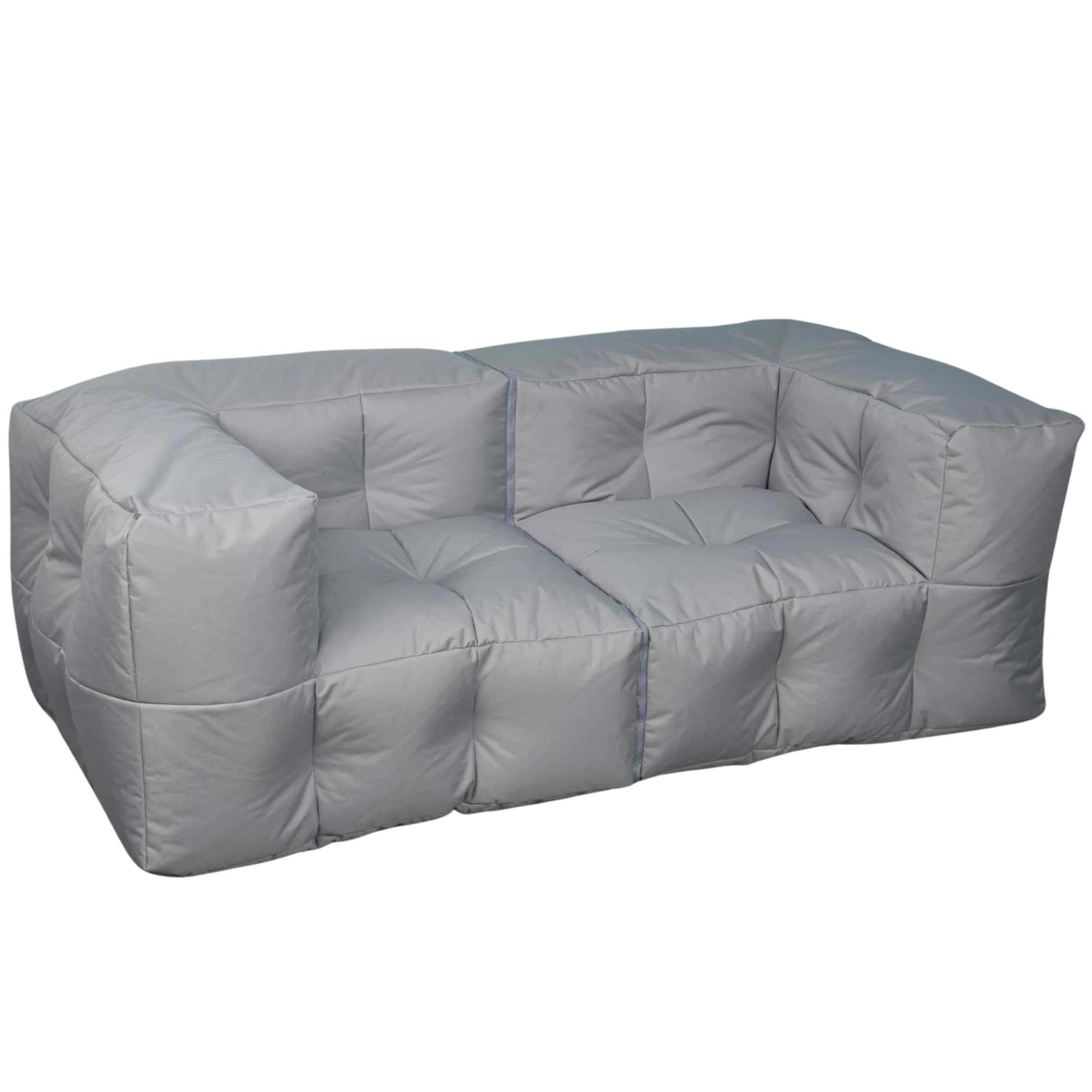 bananair - Canapé Extérieur Salon de Jardin - Tissu Imperméable & Anti-UV - Rembourrage en Mousse 100% Confort - Canapé 3 Places Modulable en 2 Poufs, Idéal Balcon & Terrasse (90x180 cm, Gris Clair)