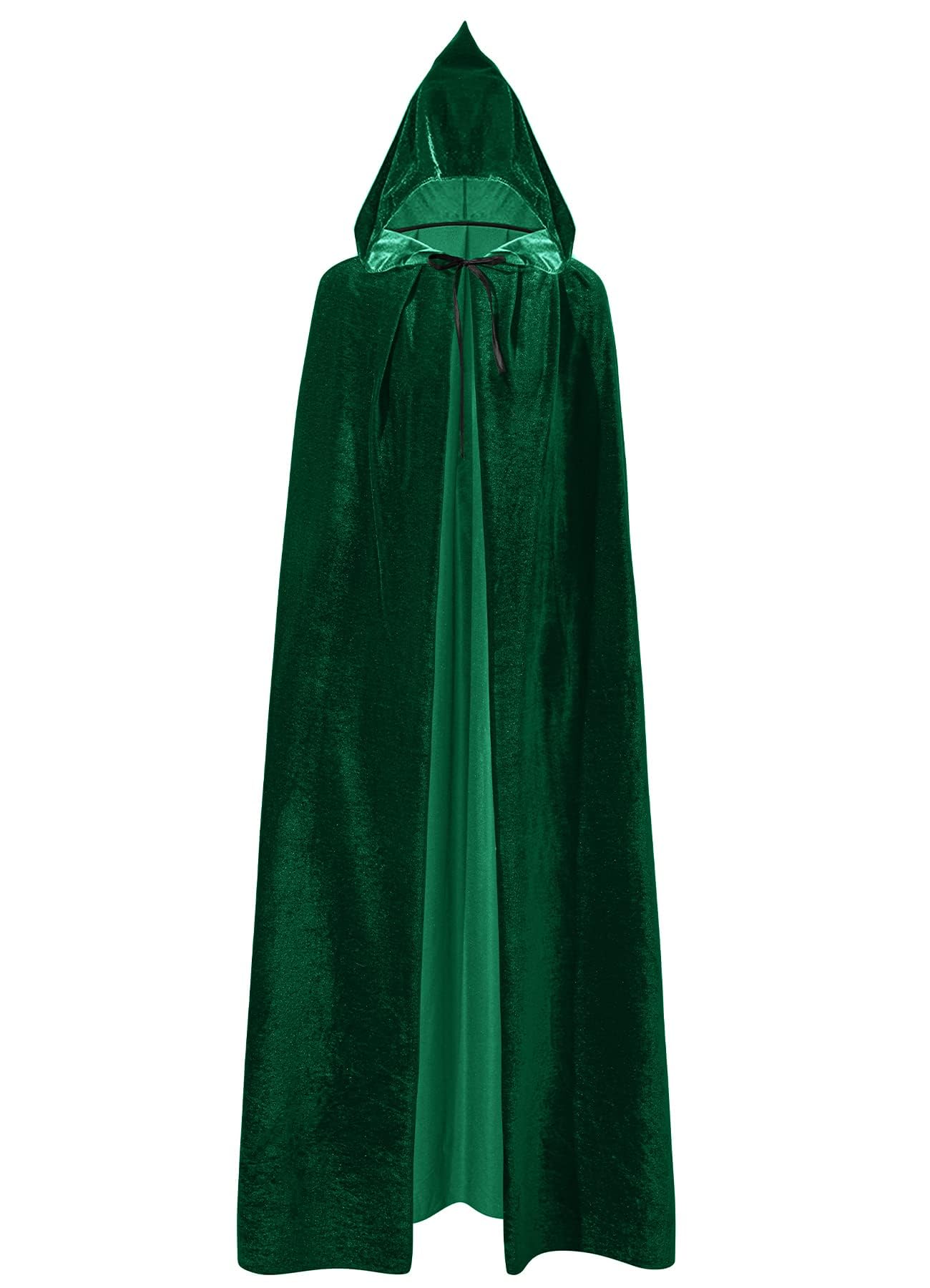NebulaGlam Halloween Cape with Hood, Devil Costume, Witch Costume, Vampire Cape, Adult Halloween Costume for Men and Women (Green)
