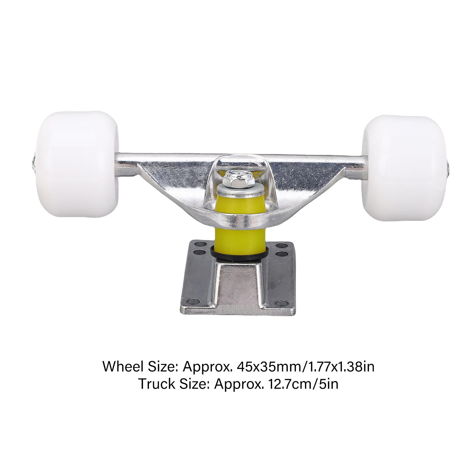 SUNGOOYUE Skateboard Trucks Wheels Set, Pack de 2 Alliages en Aluminium 5 Pouces Trucks de Rue 45 Mm Roues de Poignée pour Le Patinage de Patinage de Rue Performance (Silver)