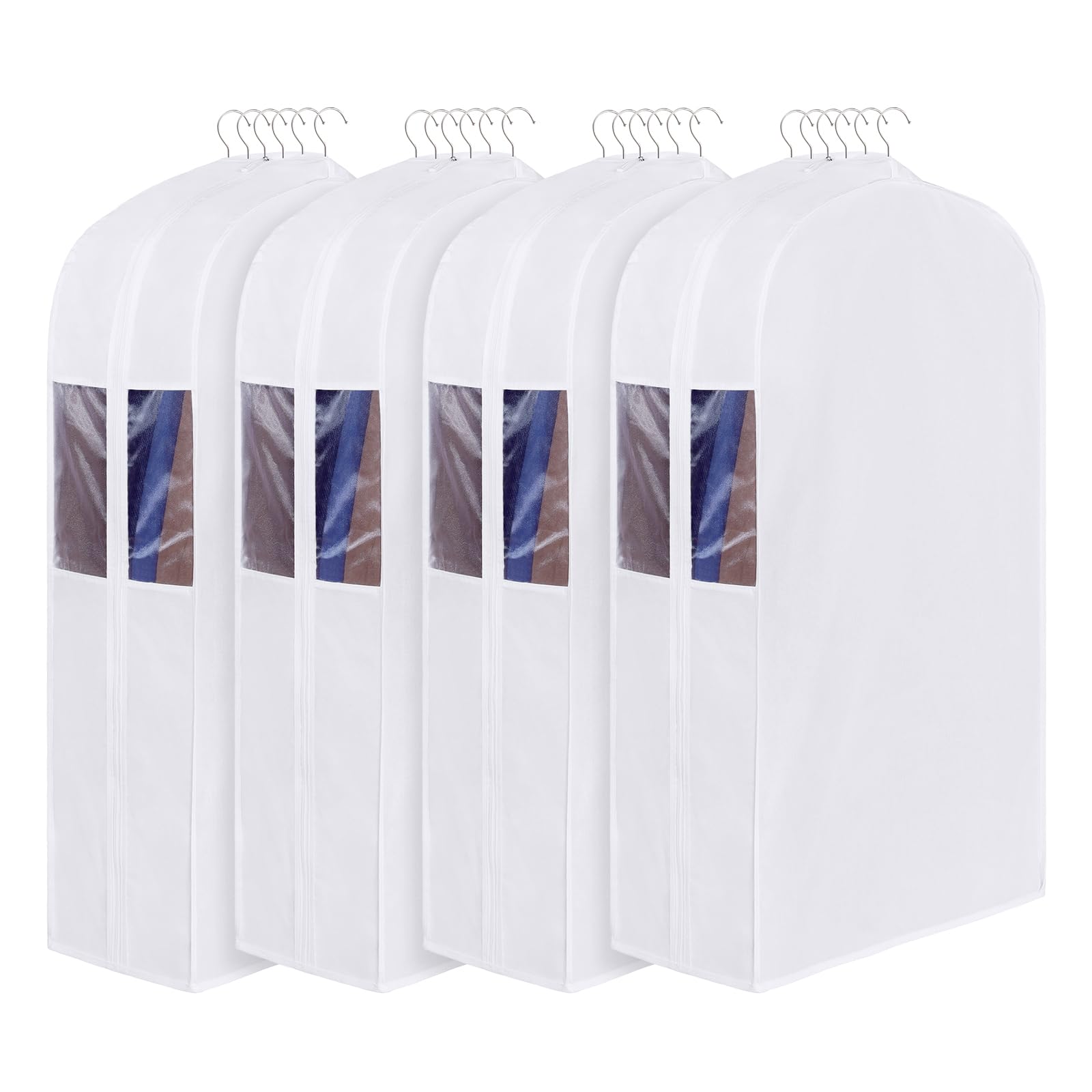 Univivi Premium Cotton Garment Bags for Hanging Clothes and Storage 40 Inch Washable Suit Cover Bag with Extra