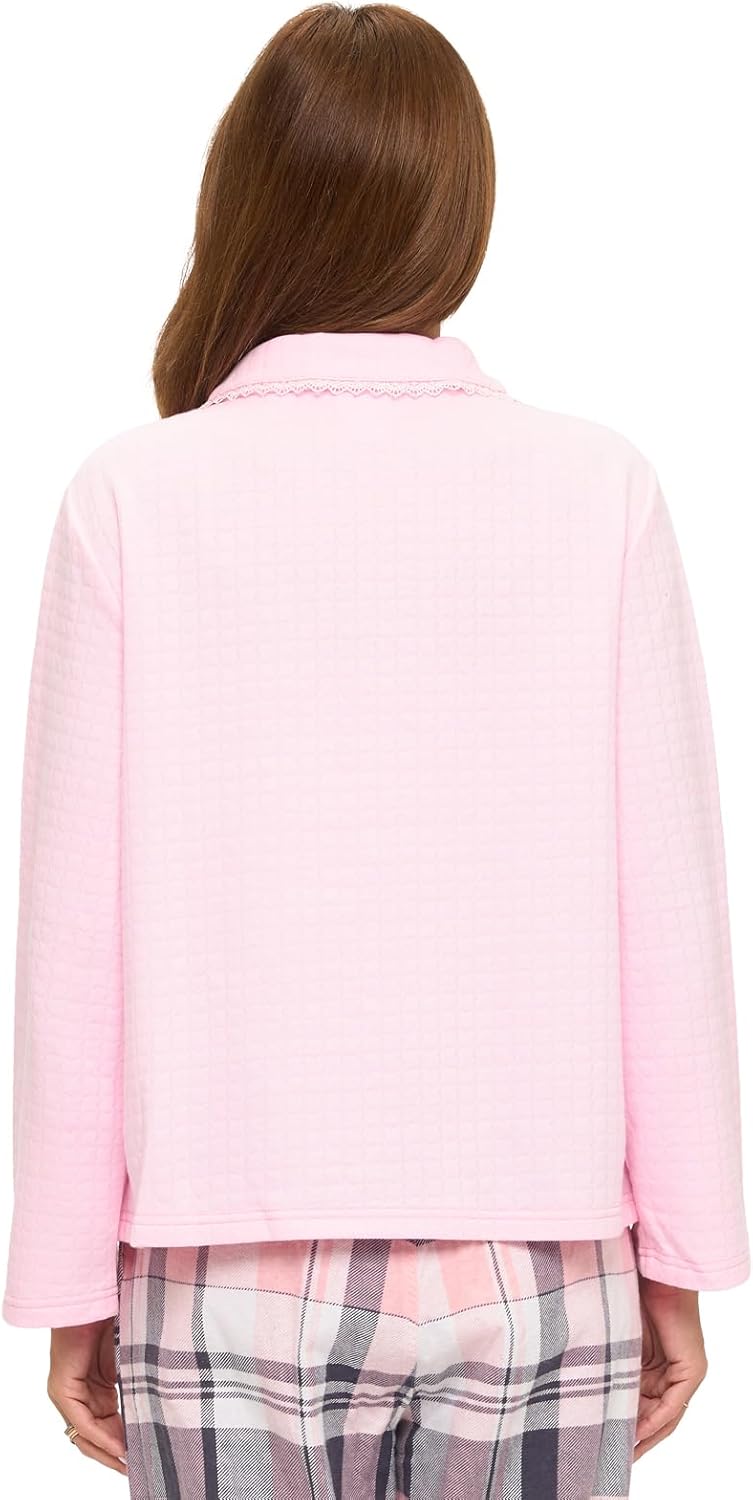 Casual Nights Women's Soft Bed Jacket, Button Front Long Sleeve Sleep Top with Pockets - Image 4