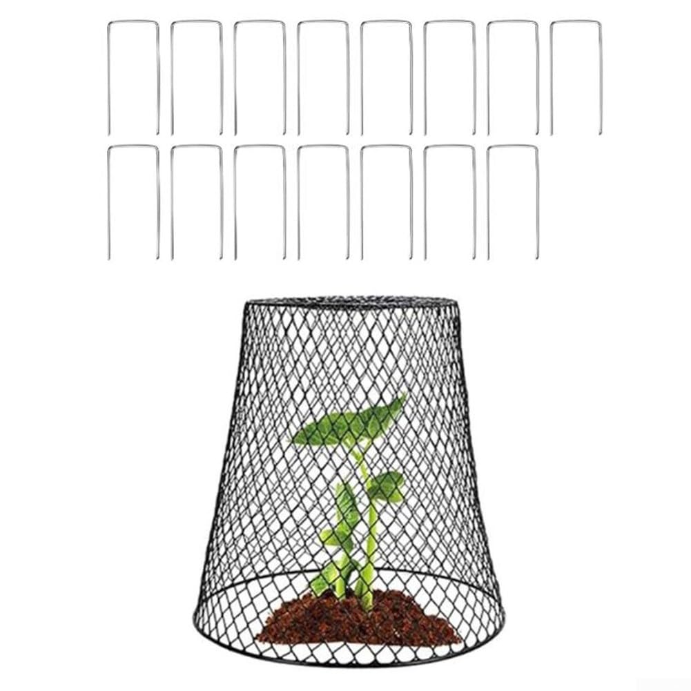 Lot de 3 cloches de protection pour plantes, cages de protection pour légumes, avec piquets de jardin, réutilisables, pour la maison et le jardin (noir)