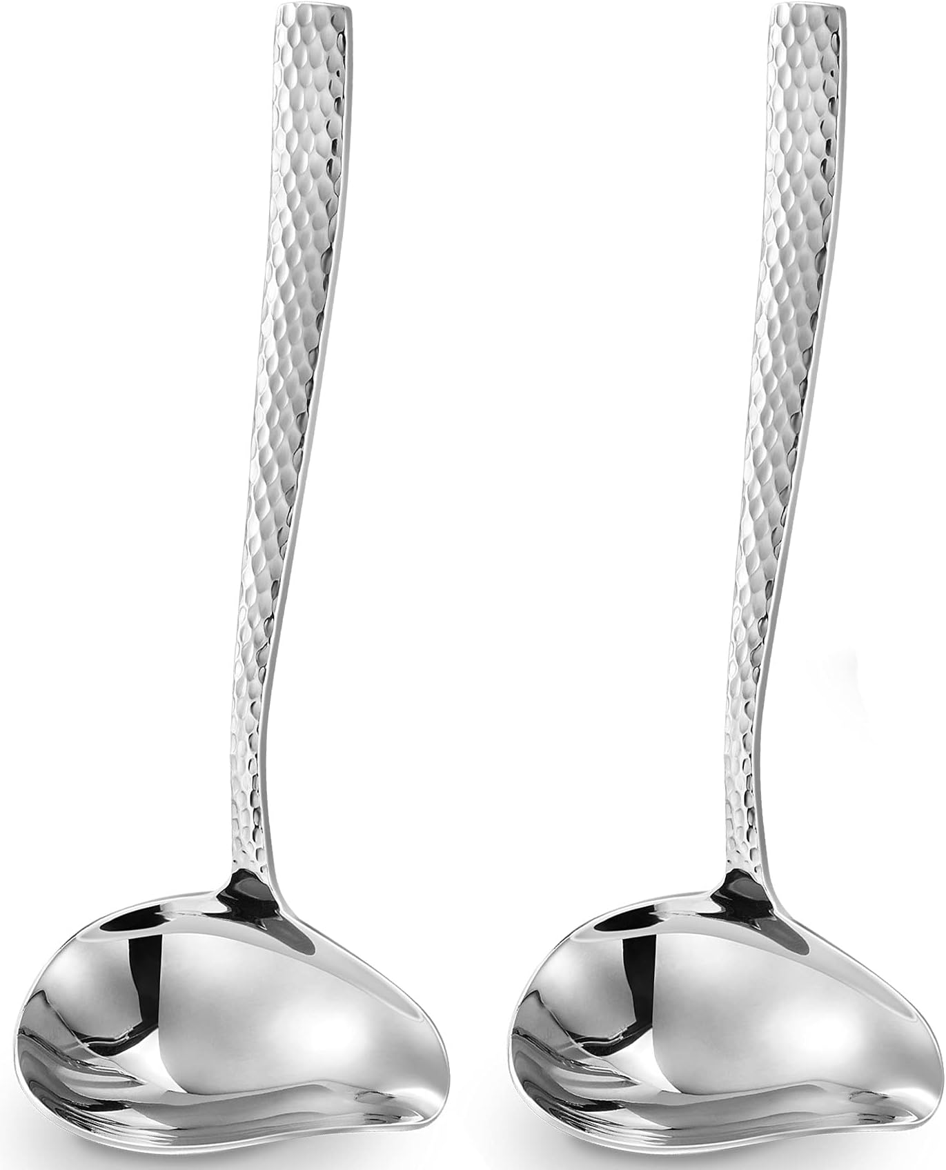 Louis Hammered 18/10 Stainless Steel Sauce Ladle With Pouring Spout, Great small sauce spoon for gravies and dressings, 7.4 Inch, Dishwasher Safe (2)