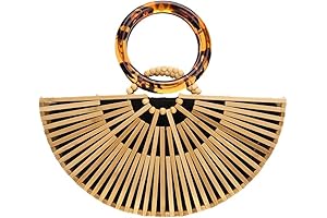 Women Bamboo Purse Summer Beach Tote Bags Handmade Handbag with Inner bag