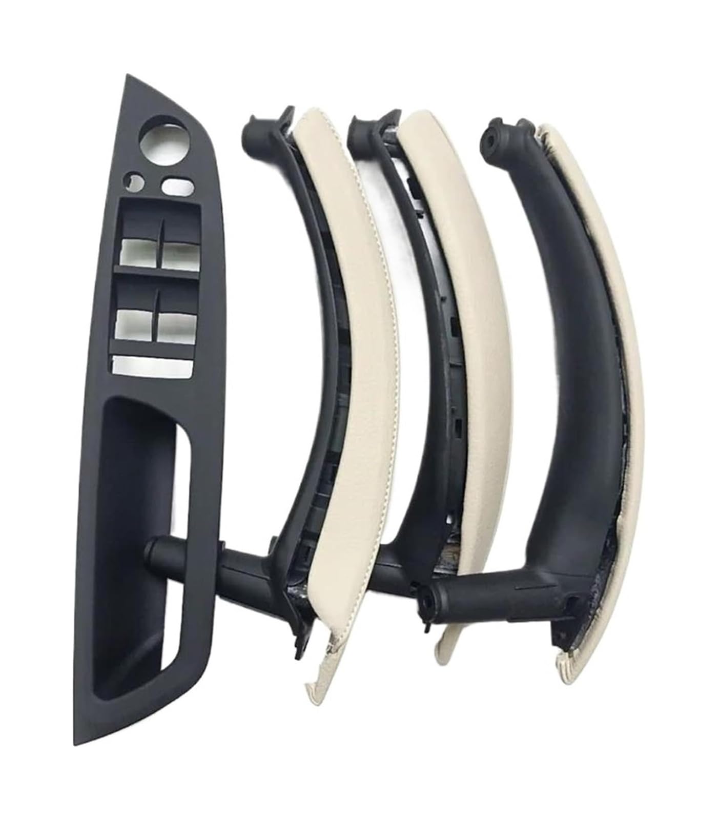 FANGZIQF Inner Door Pull Handles LHD Interior Door Handle with Leather Cover Assembly Full Set for X5 for X6 E70 E71 E72 2007-2014(Creamy)