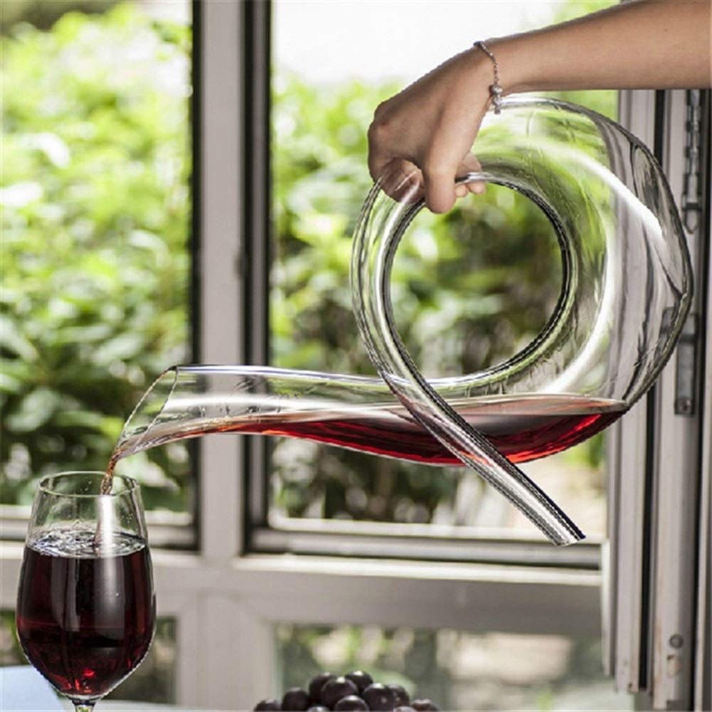 Jarra de Cristal Hecha a Mano Vertedor de Vino Tinto Jarra de Decantación de Vidrio para Bar Botella de Agua Vasos de Regalo (Color : 1)