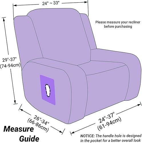 Miniatura 2 de ZNSAYOTX Fundas elásticas de terciopelo reclinable, 4 piezas, funda para silla reclinable de felpa suave más gruesa con bolsillos laterales,