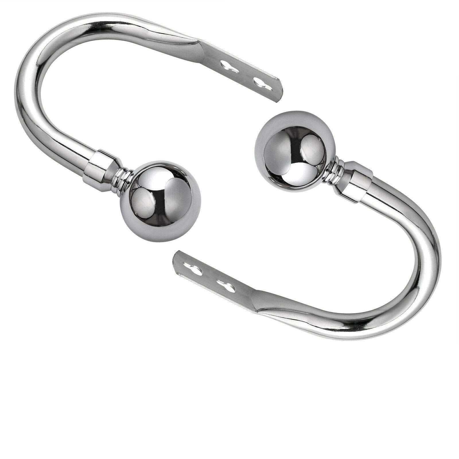 Plain Metal Ball Pair of Matching Holdback to Stunning Curtain Poles (Chrome, Pair of Holdback)