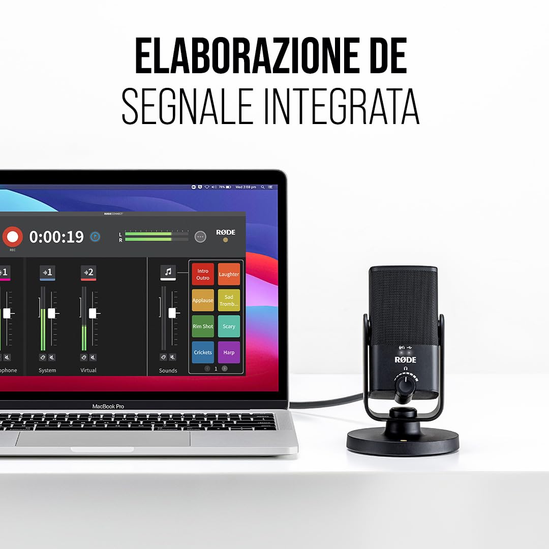 RØDE NT-USB Mini Microfono a Condensatore USB di Qualità da Studio Versatile con Software Gratuito per Podcasting, Streaming, Gaming, Produzione Musicale, Registrazione Vocale e di Strumenti