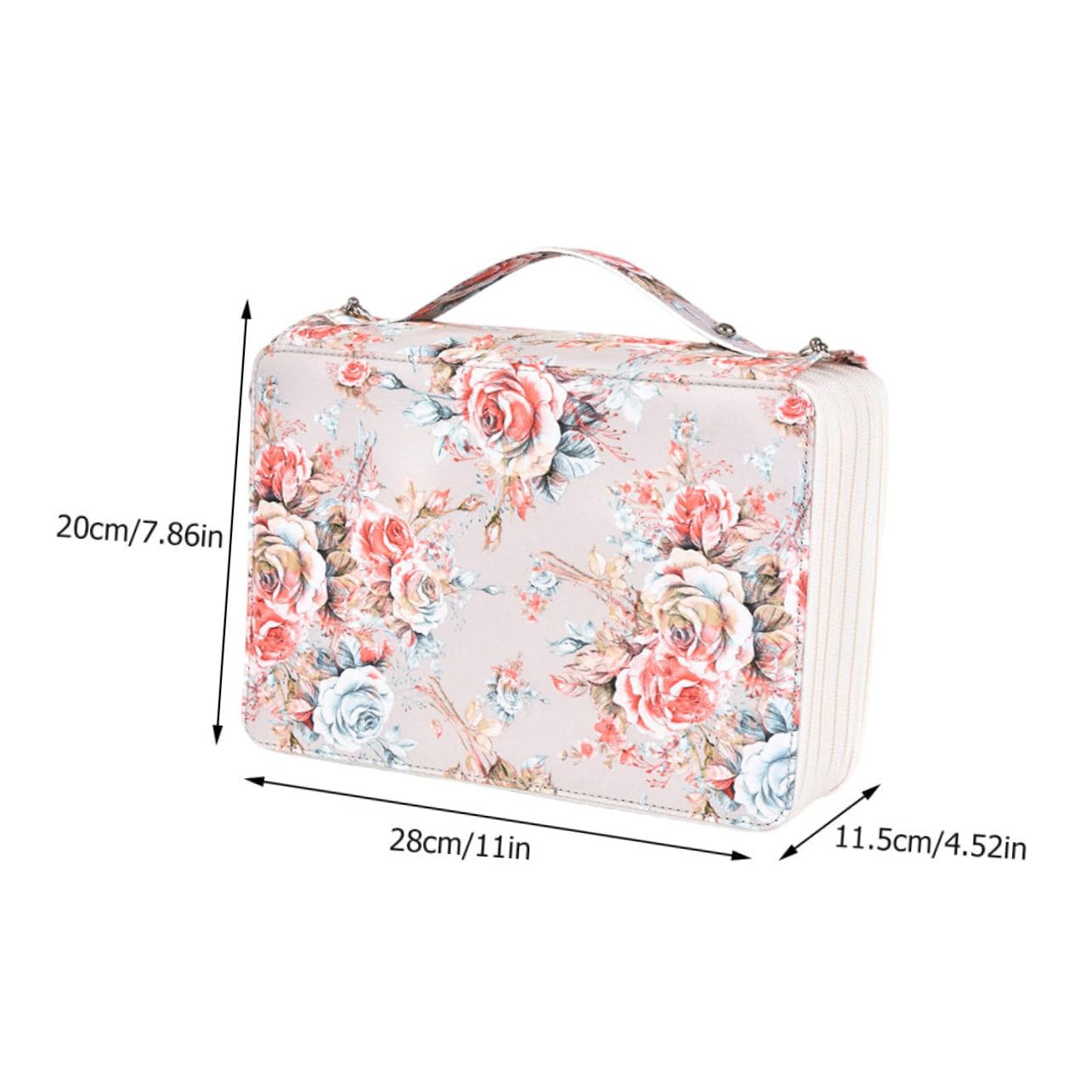 NUOBESTY Astuccio Portamatite Multistrato 252 Scomparti Maniglia | Pouch per Cancelleria Beige, Chiusura a Cerniera in Pu Poliestere, Elastico Interno per Ogni Matita Festa Scuola Decor