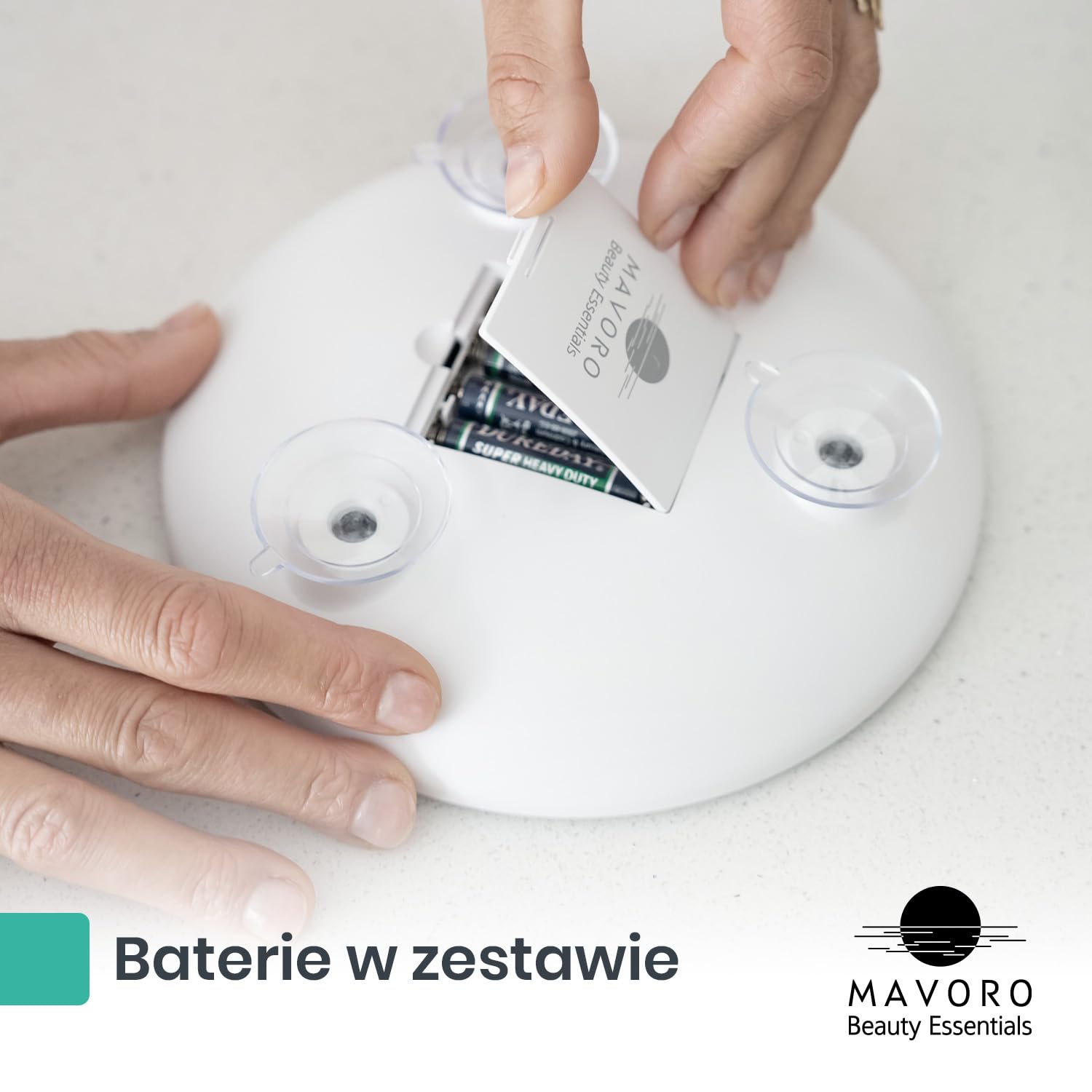 Mavoro Lustro powiększające LED 17.3 cm 10-krotne powiększenie z przyssawkami przenośne podświetlane lusterko do makijażu