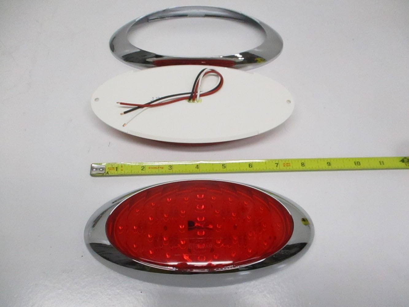 C2W 8" Bright Oval Red LED RV, Camper & Trailer Turn Brake Tail Lights, Chrome Trim, Road-Ready Upgrade
