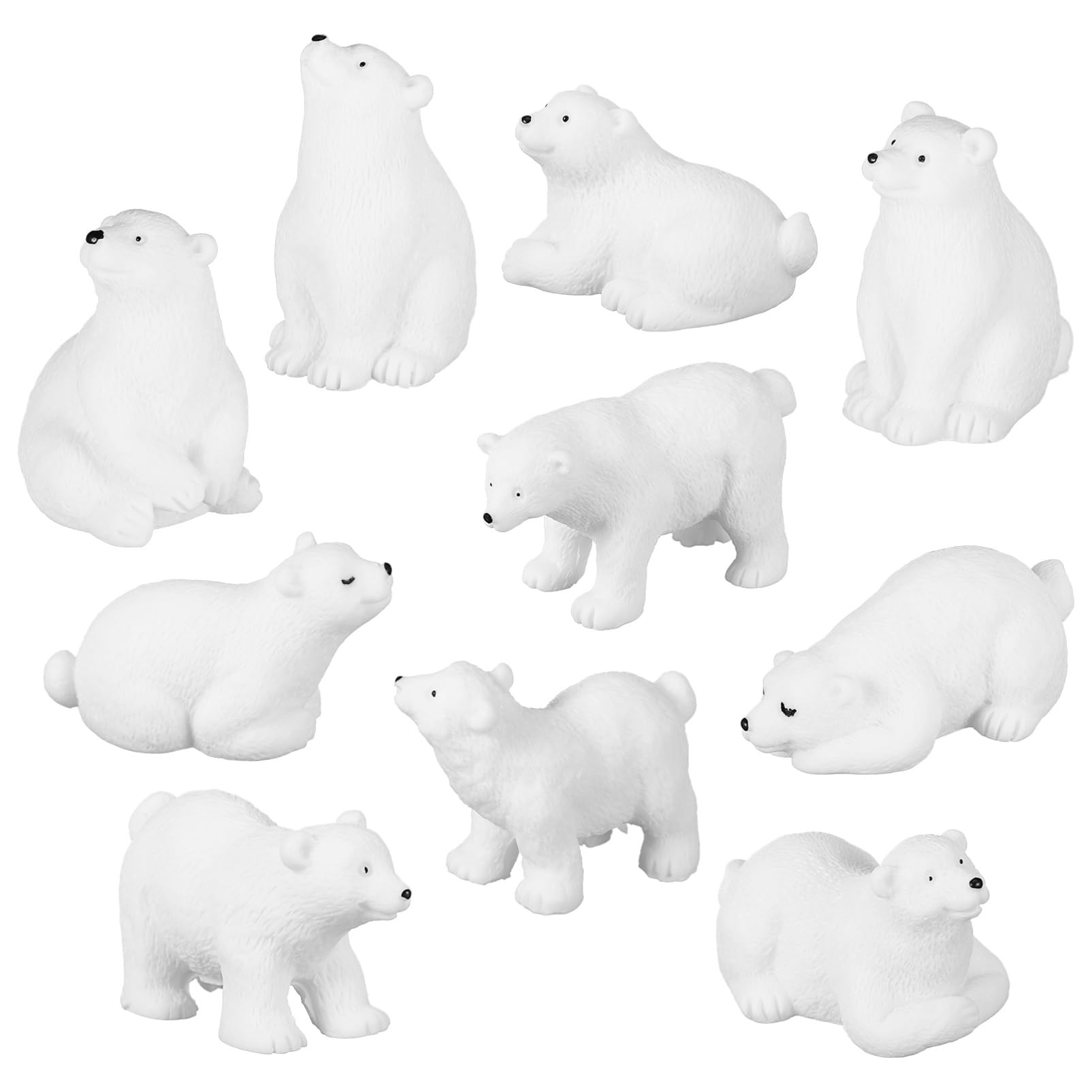 TOYANDONA 10 Pièces Figurines Ours Polaires en Résine Décorations Animaux Arctiques Miniatures pour Décor Maison Et Jouets d'hiver
