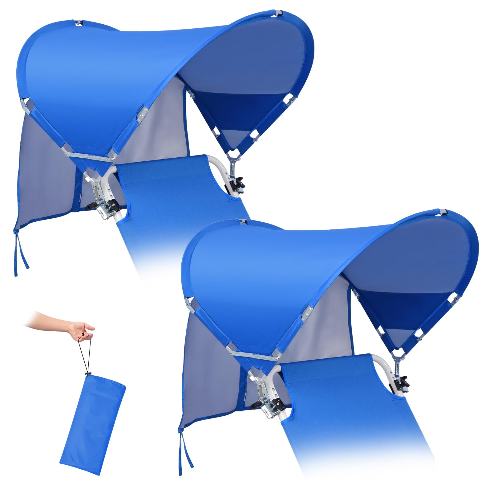 Universal Wind-Resistant Chair Umbrella Canopy, Foldable Portable UPF 50+ Sun Shade Attachment with Adjustable Clamp, Fits Most Beach, Camping, Lawn, Sports, Tanning, Zero Gravity Chairs & Wheelchairs — view 11
