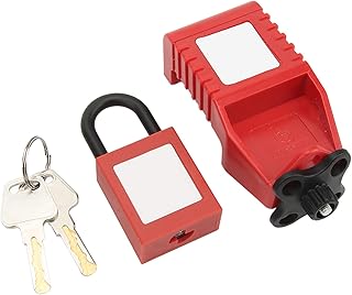 Lockout Tagout Breaker Lock, Circuit Breaker Lockout 25mm Nylon Padlock Labor Saving Alloy Serrated for Electric Power