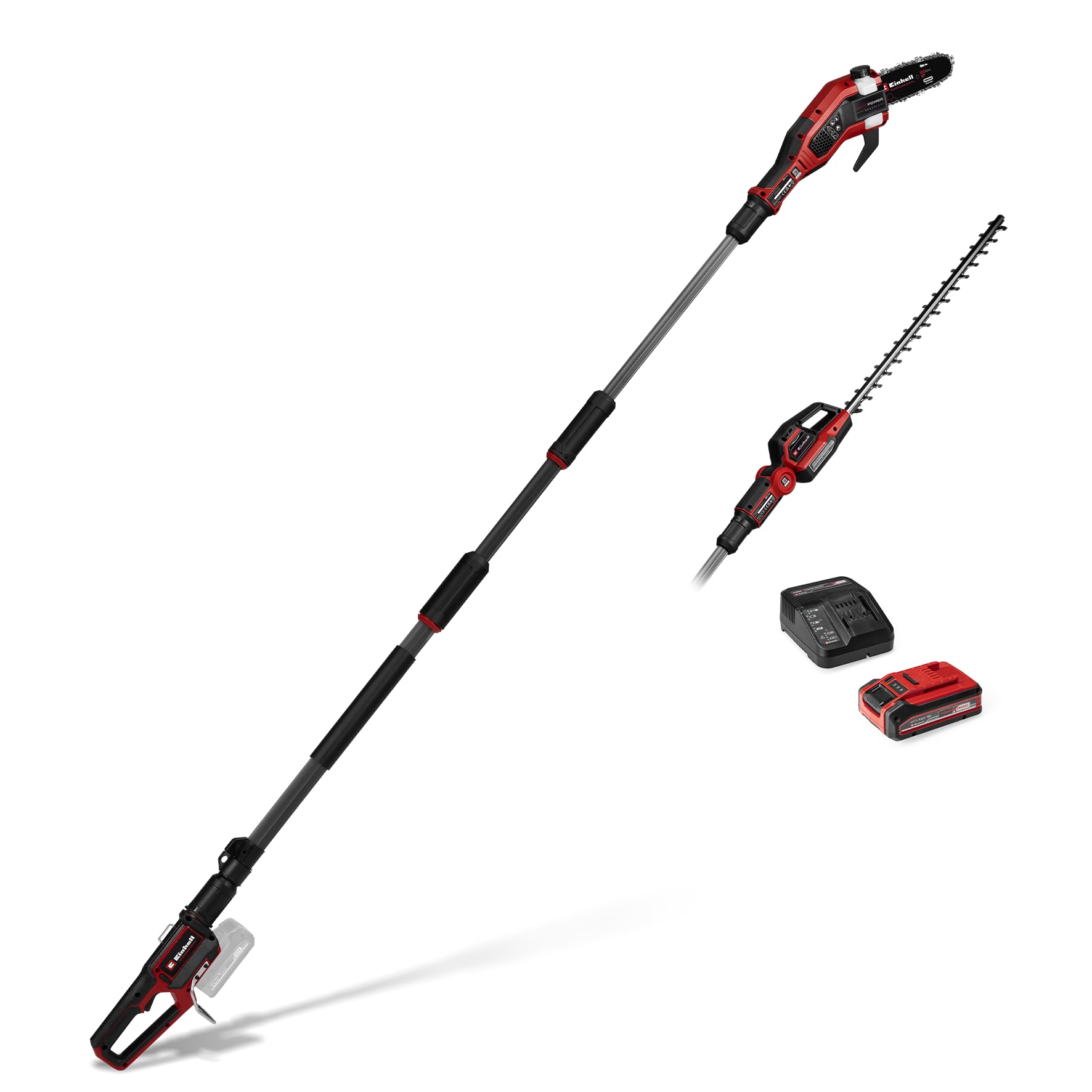 Einhell Professional Akku-Multifunktionswerkzeug GP-HC 18/5020 Li T BL Power X-Change (18 V, Brushless, 50 cm Heckenschere, 18 cm Hochentaster, Teleskopstiel, inkl. 4 Ah PLUS Akku)