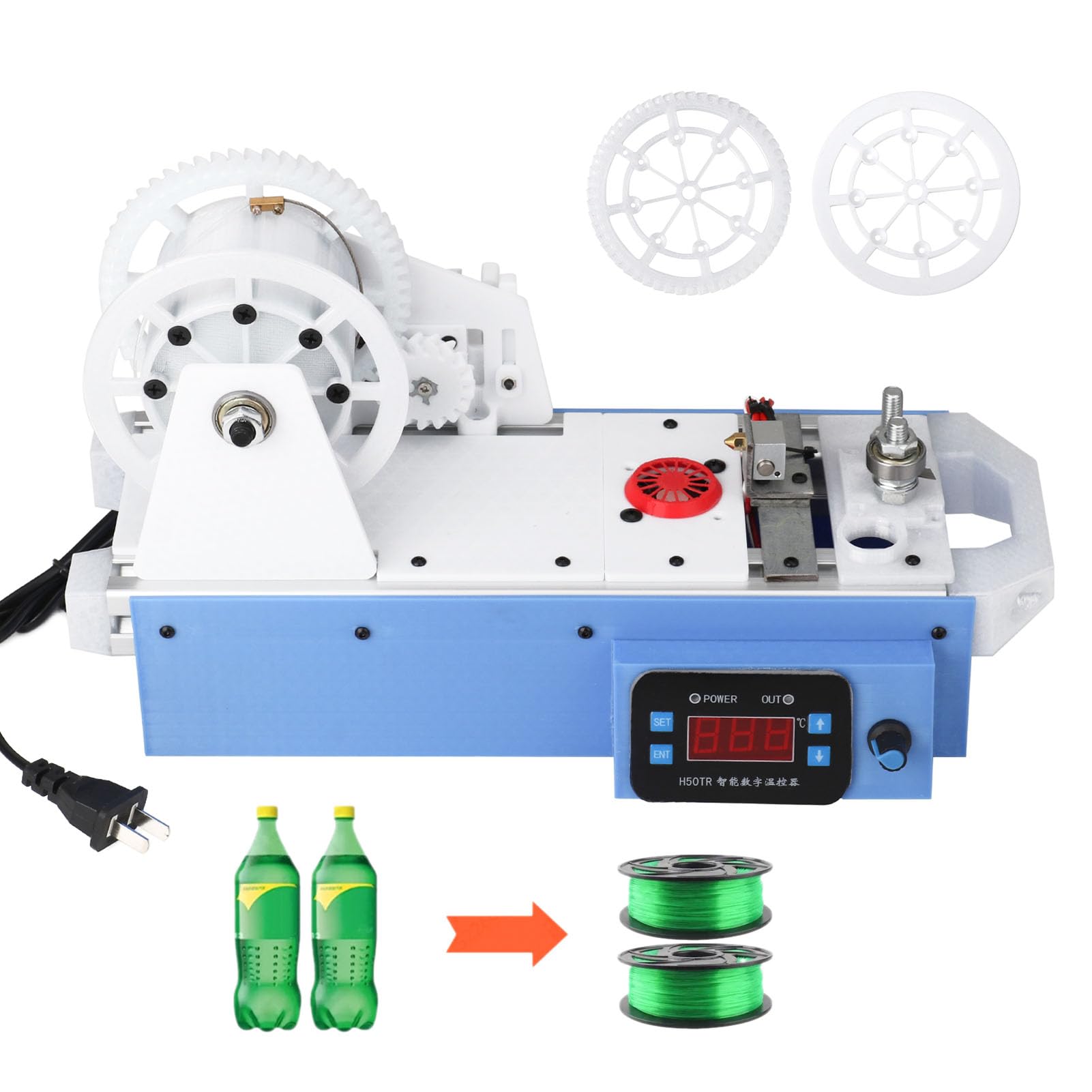 Photo 1 of 3D Printing Filament Making Machine, Desktop 3D Printer Extruder Filament Maker with Digital Display, Temperature/Speed Adjustable, Recycling PET Plastic Bottle into 3D Printing Filament (Red)
