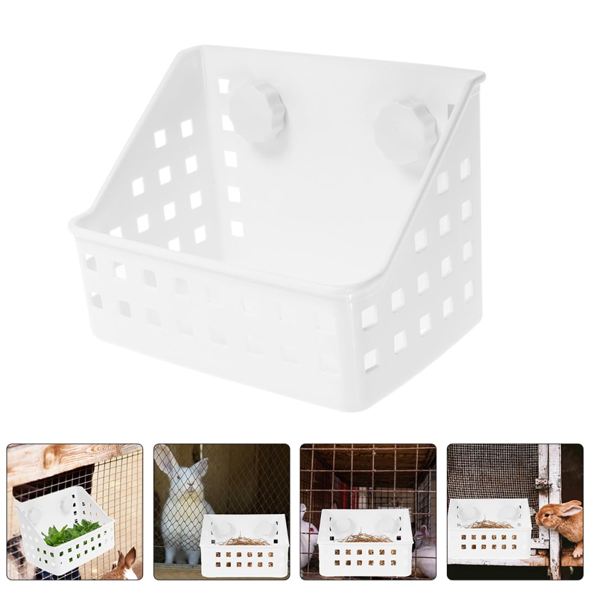 HANABASS 3piezas Dispensador De Heno para Conejos y Roedores Alimentador De Plástico Resistente Soporte para Comida De y Hámsters De Instalar Jaulas
