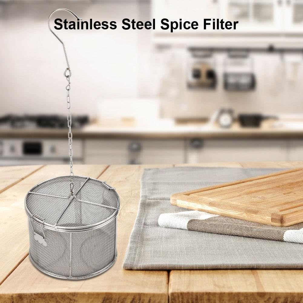 Colador de Condimento de Especias Acero Inoxidable Colador de Bolas de Té Sopa de Condimentos Seperation Cesta Filtro de Especias Herramientas de Cocina[14 * 10]