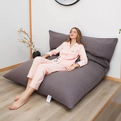 Miniatura 6 de Perezoso Bean Bag Sofá Hogar Plegable de Tela Desmontable y Lavable, Sofá Sofá Cama Multiusos Tatami-Gentleman Gray_110 55.1 in (Sofá Chaqueta)