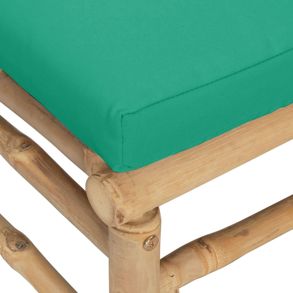 Hothingwell 2 szt. Sofa narożna bambusowa ogrodowa z zielonymi poduszkami | Modułowe, wygodne oparcie i podłokietnik, miękkie siedzisko, na taras