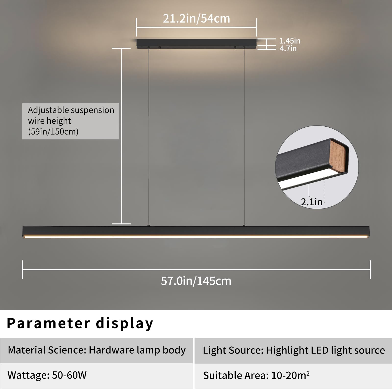 ROYAL PEARL 39.37" LED Linear Pendant Light Fixtures, 36W Diable Pool Table Light, Odern 10 thumbnail image