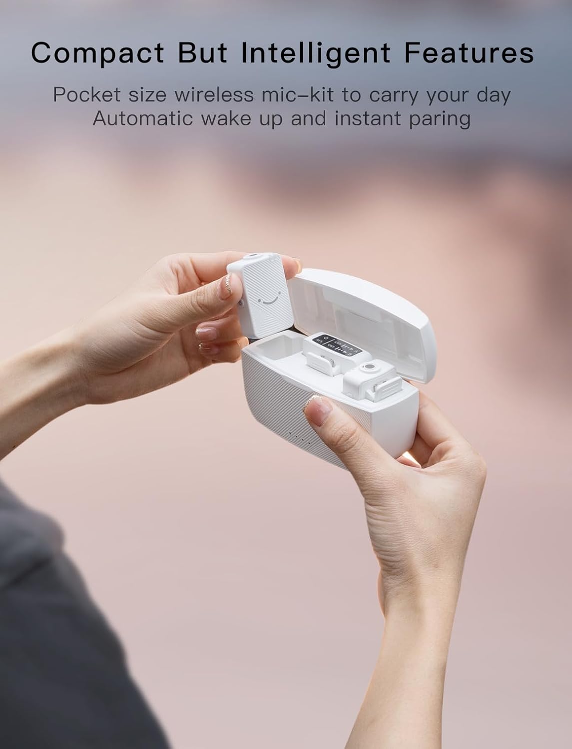 FIFINE Wireless Lavalier Microphone System, Lapel Dual Microphones Clip-on for Video Recording, Vlog, Interview, Podcast Mic Kit Compatible for iPhone, Camera, Smartphone, 30H Battery Life-M9 White - Image 2