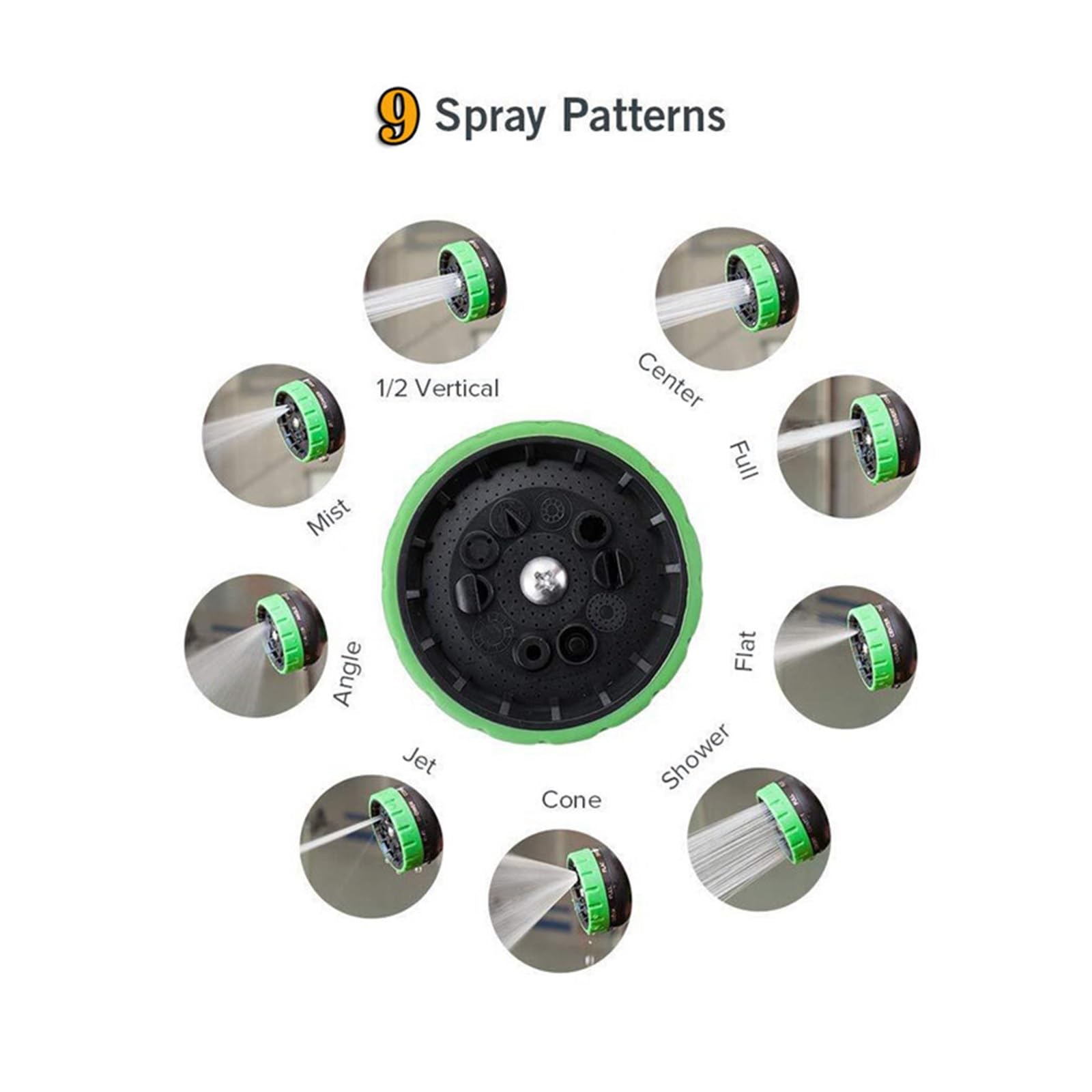 Pistola a spruzzo per tubo flessibile con ugello, Tubo for irrigazione da giardino estensibile, ad alta pressione, senza pieghe, 3/4 pollici, dimensioni multiple(Hose Kit,1-50FT-15M)