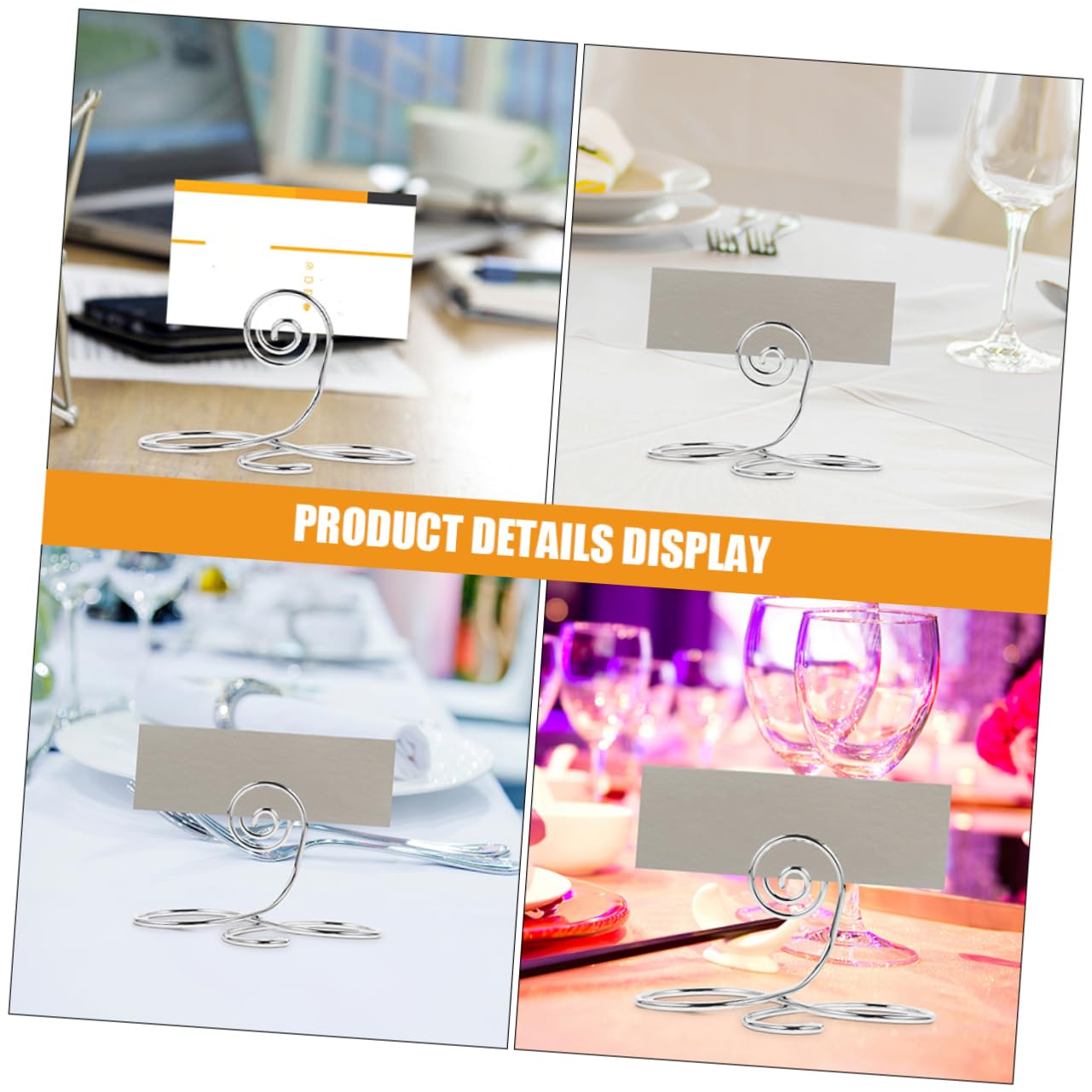 Porta Tarjetas de Lugar 24 Piezas de Metal Plata para Mesa