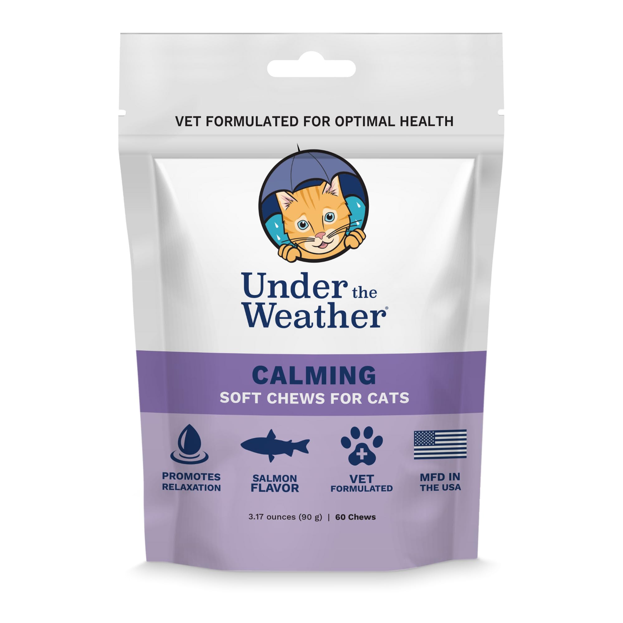 Under the Weather Pets | Natural Calming for Cats, 60 Soft Chews |áIngredients Include Thiamine, Normal Nervous System Function | L-Theanine Relaxation, Sleep | L-Tryptophan an Converted to Serotonin