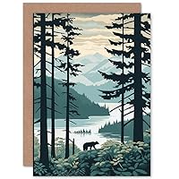 Artery8 Great Bear Rainforest Coastal Mountain Landscape Travel Birthday Sealed Greeting Card Plus Envelope Blank inside