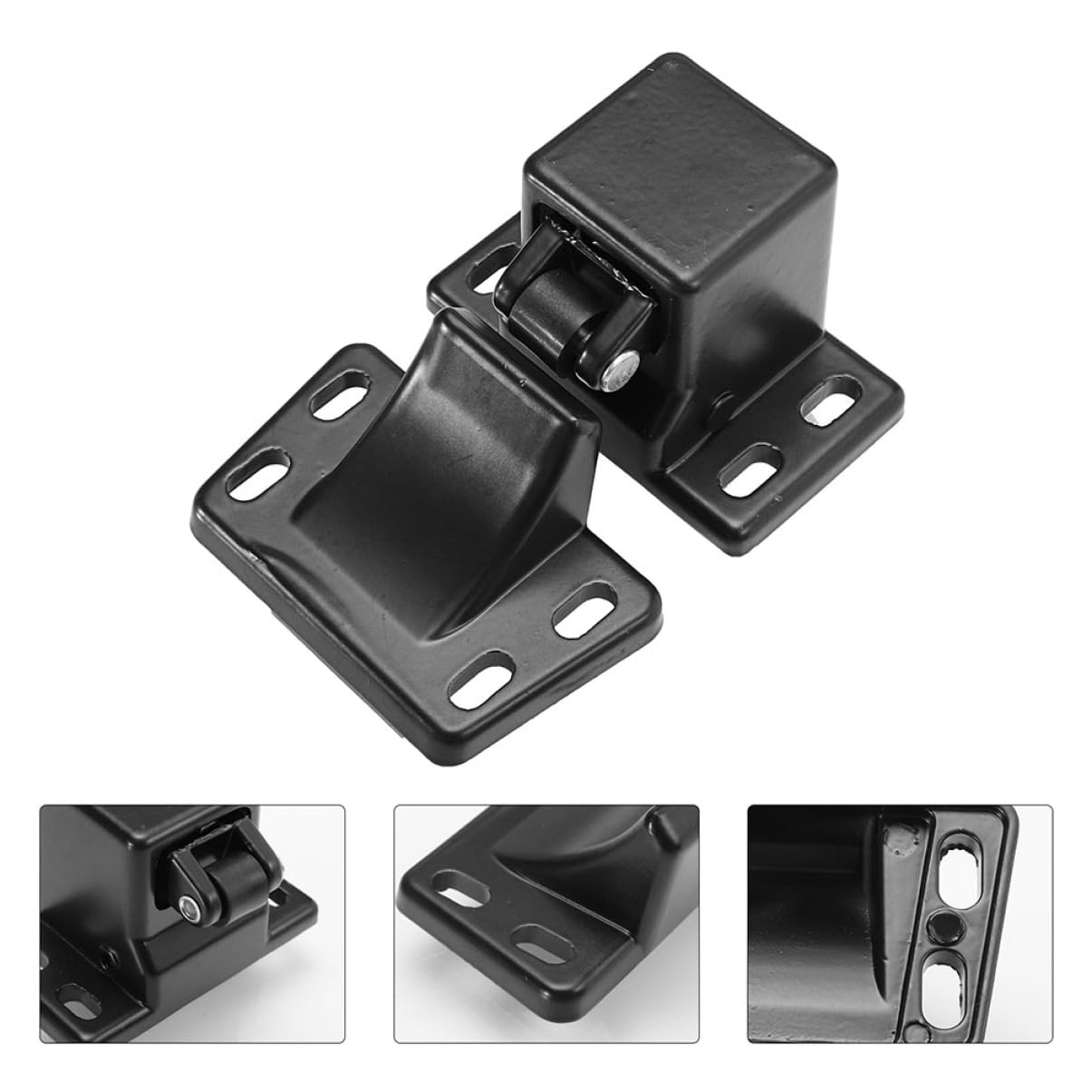 Happyyami 2 Pestillos de Presión para Puerta de Granero, Cerradura de Aleación de Aluminio Negro, Diseño de Cierre Seguro para Muebles y 2 Piezas