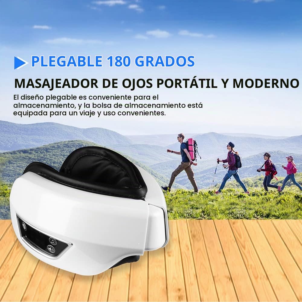 6D Smart Airbag Vibration Eye Massager Instrumento de cuidado de los ojos Calefacción Música Alivia la fatiga y las ojeras Máscara de sueño