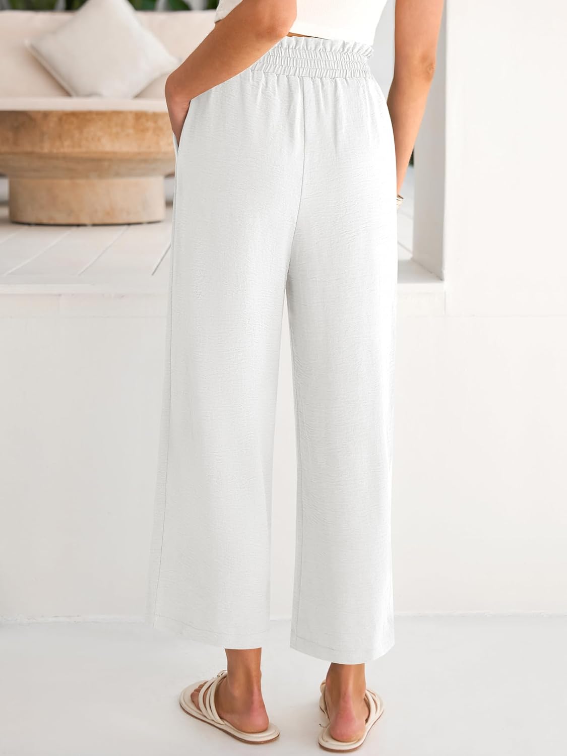 ANRABESS Womens Wide Leg Palazzo Pants Summer Beach High Waisted Cropped Flowy Pants 2026 Dressy Casual Trousers with Pockets - Image 4