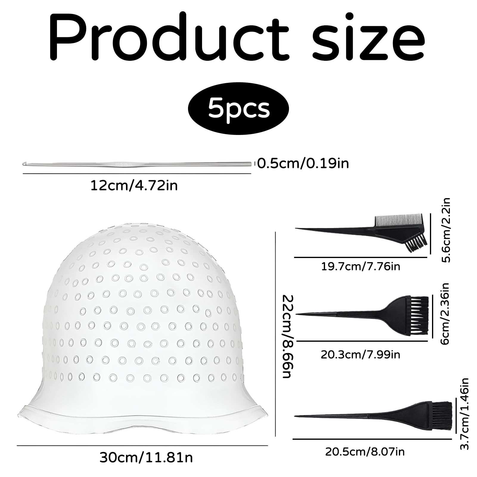 5 Stück Strähnchenhaube,Stränchen Haube,Strähnenhaube Mit 3 Pinseln,Strähnen Selber Machen,Strähnen Set,Strähnchen,Haarfärbeset,Silikon Highlight Kappe Für Friseursalons Und Familien