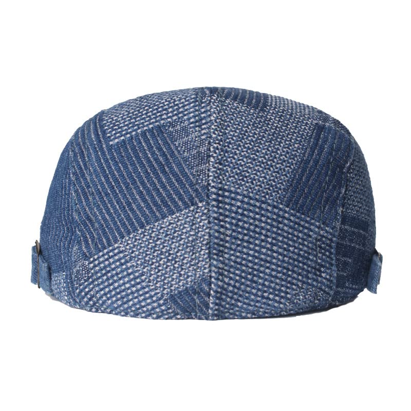 Image of Quanhaigou Unisex Denim Newsboy Hats Flat Ivy Gatsby Cabbie Driving Berets Hat Cotton Dad Cap for Men Women