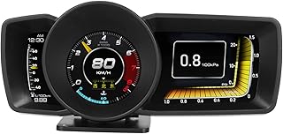 Heayzoki Visor de cabeça para carro HUD, visor universal HUD com 3 telas LCD, OBD II + sistema duplo de GPS, alarme de excesso de velocidade multifunções transparente para veículos