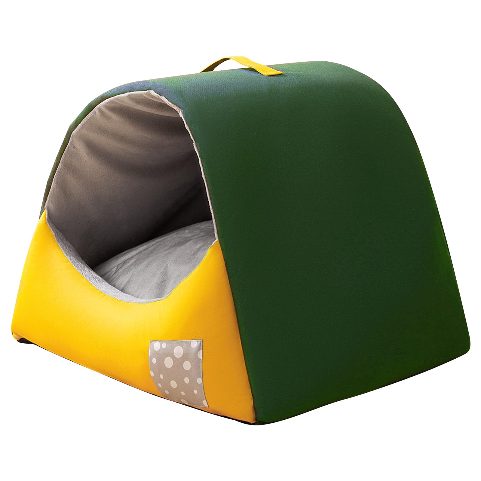 Galatée Dog Bed, Soft Cat Cave Bed For Good Support, Comfortable Pet Cave Bed With Removable Cushion, Washable Dog Bed(L, Green)