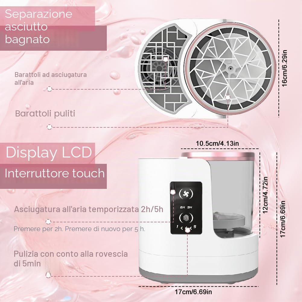 Nuova Macchina Lavapennelli per Trucco 2026, Abnaok 3 in 1 Pulitore e Asciugatore Elettrico per Pennelli da Trucco per Donne, Pulitore Automatico per Pennelli da Trucco, Adatto per Tutti i Tipi di