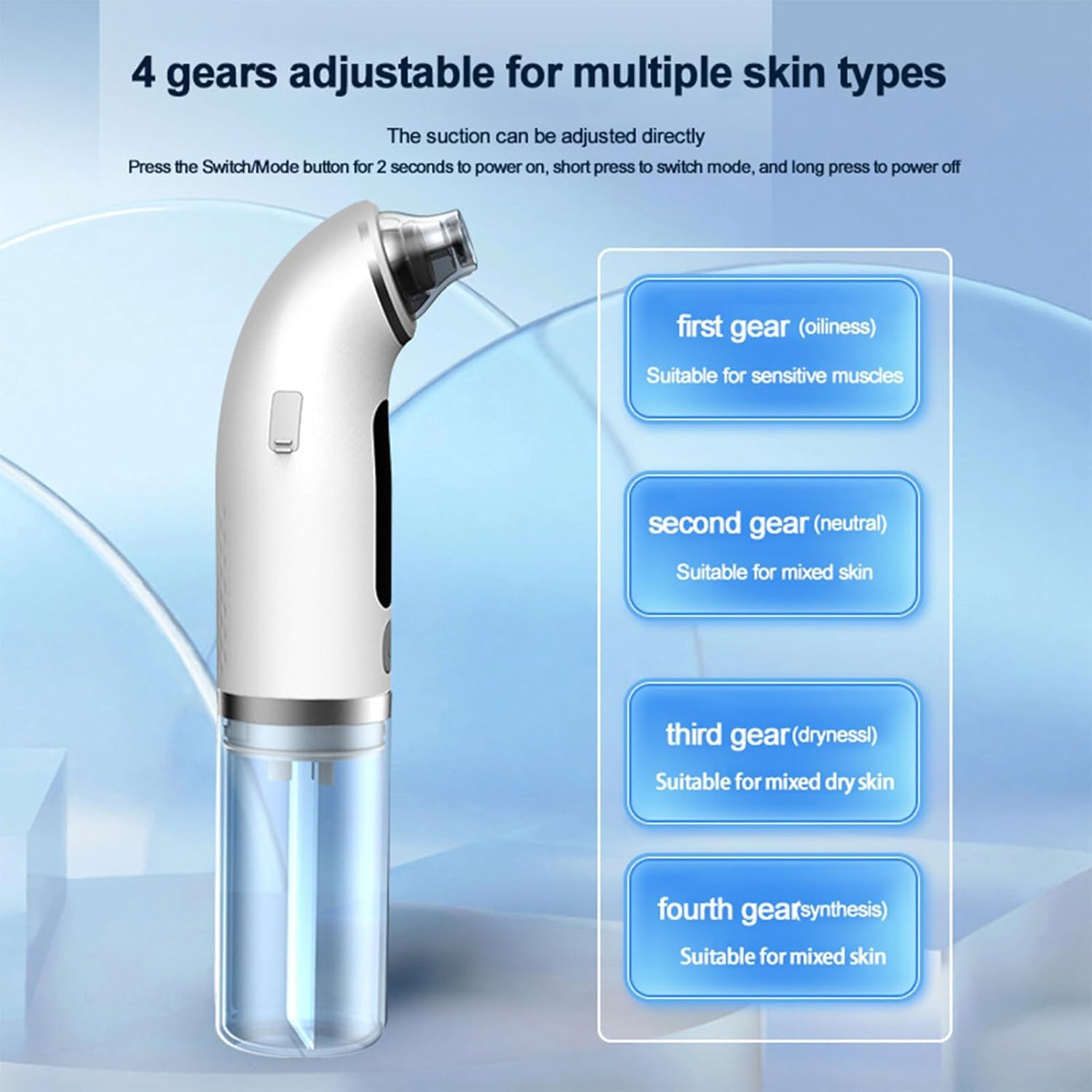 Aspirateur Points Noirs, Extracteur Points Noirs Visage, 4 Modes, 6 Sondes, 75 kPa Super puissance, Tire Comedon Points Noirs Anti Point Noir Nez Nettoyage des Pore Peau Soin Visage Blackhead Removal