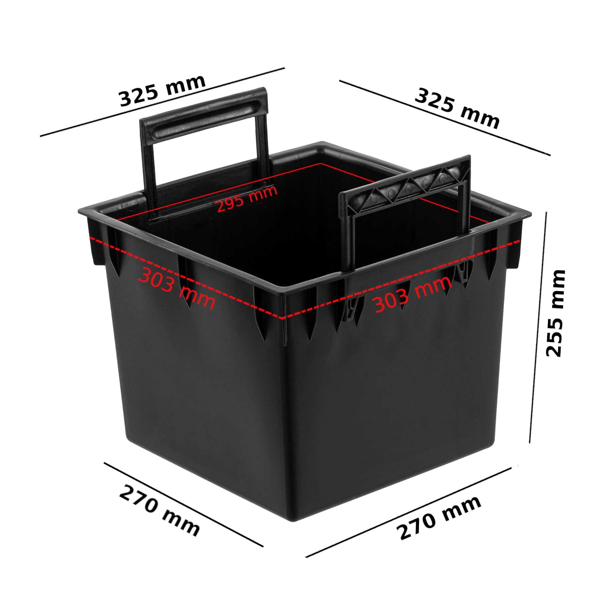 Juego de 2 macetas cuadradas intercambiables de plástico, 25 L, dimensiones 32,5 x 32,5 x 25,5 cm, para macetas Prosperplast, altura de 61 cm, con asas, para uso exterior e interior