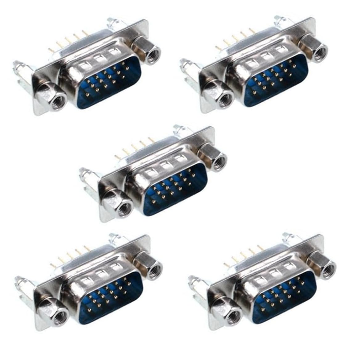 GANASOME 5Pcs DB15 Lock Screw Type D-SUB VGA Female 3Row 15Pin Connector Adaptor Replacement
