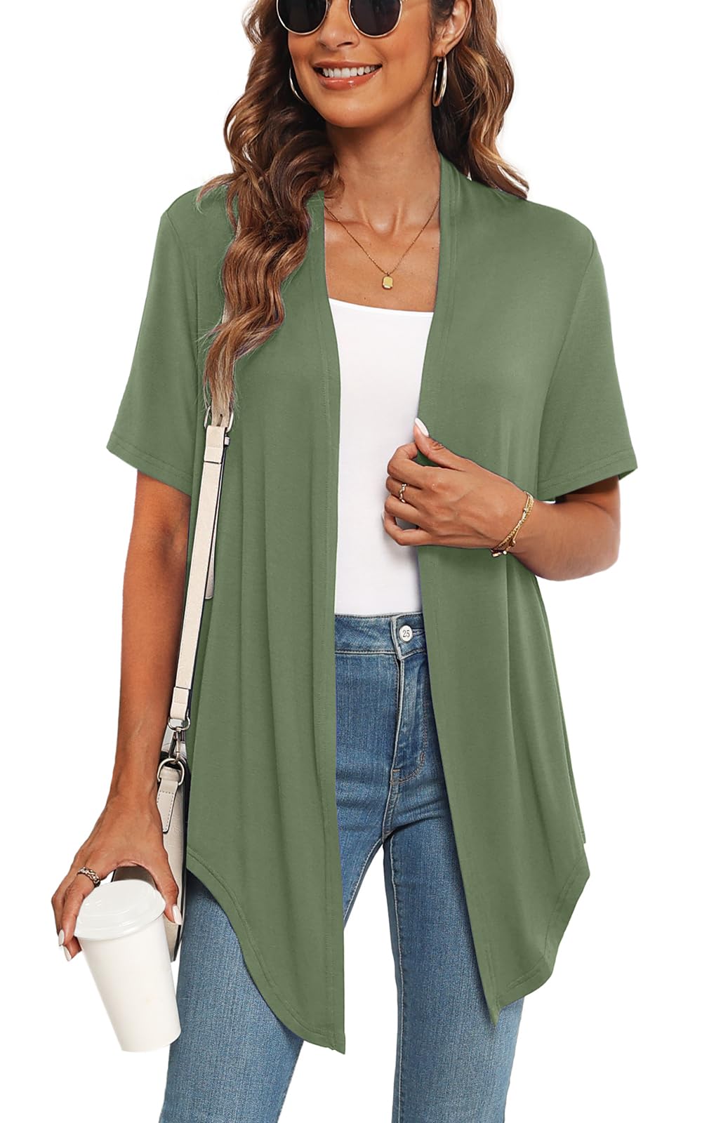 Veryoung Women's 2026 Casual Short Sleeve Cardigan Front Tie Lightweight Summer Casual Open Front Cardigans