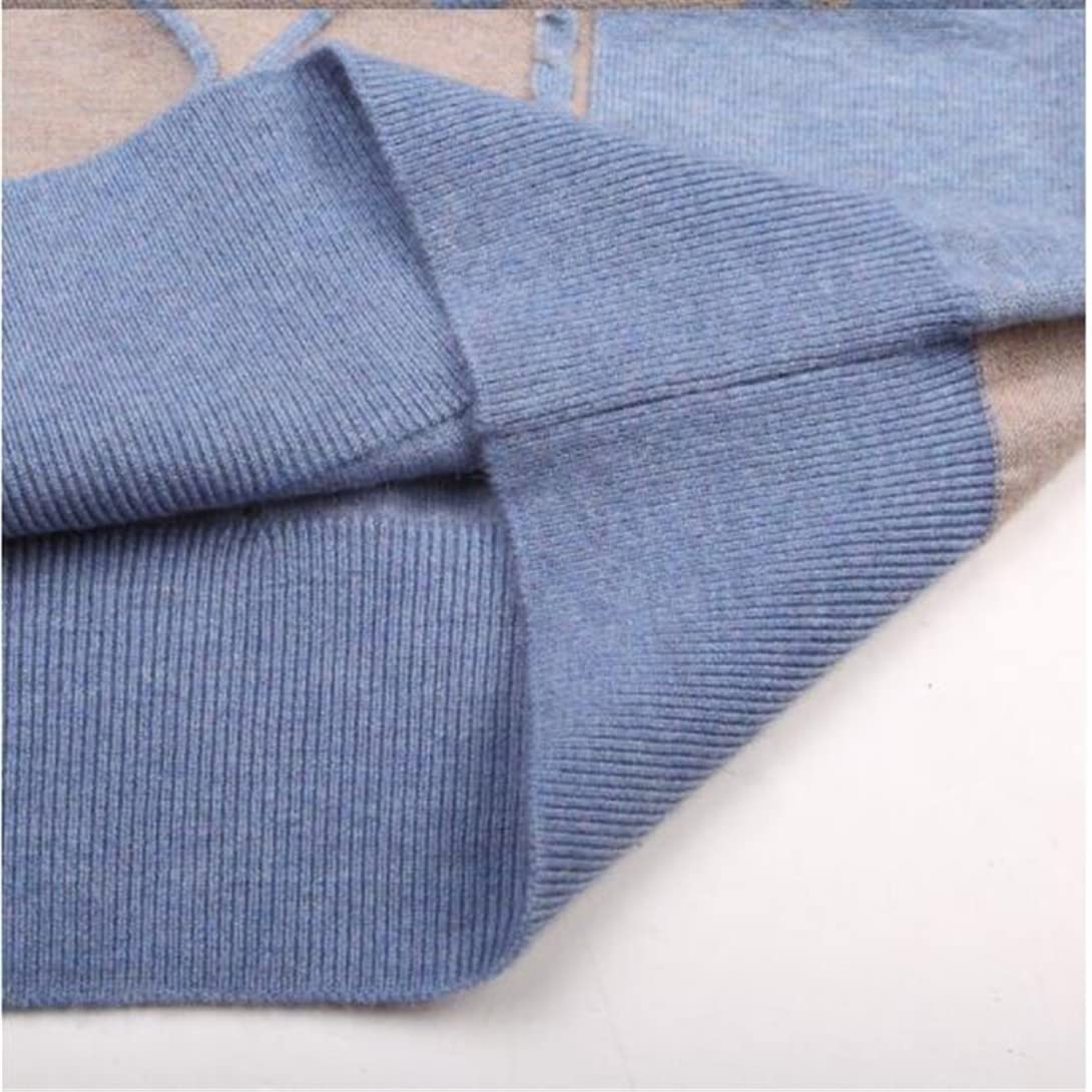 Ensemble pull en tricot bleu deux pièces tendance chaud à col roulé et pantalon à jambes larges pour automne décontracté, bleu, XL