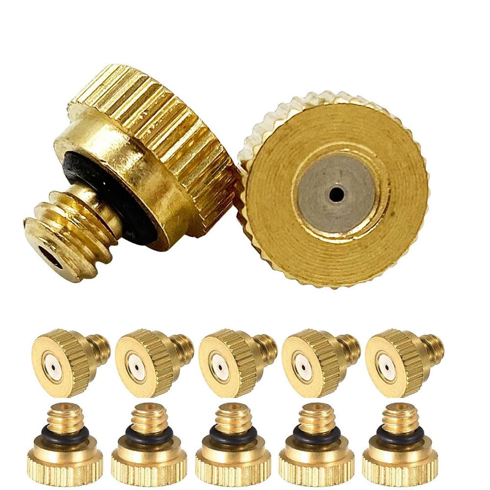 SXITHGKDW Brass Misting Nozzles 10/24 UNC Low-Pressure Atomizer Replacement Mister Nozzles for Garden Patio Outdoor Cooling System 100pcs 0.8mm